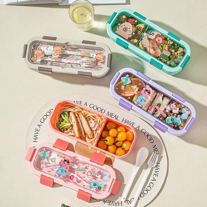 (印花款)愛悅長方形便當(dāng)盒兩格/三格可選  